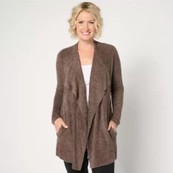 Barefoot Dreams Sweaters - BAREFOOT DREAMS | CozyChic Lite Ribbed Island Wrap Cardigan Java 3X